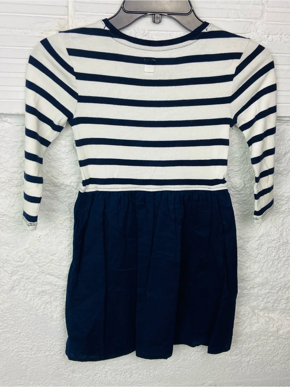 Gap Kids cotton Navy & White Striped Long-Sleeve Dress size medium